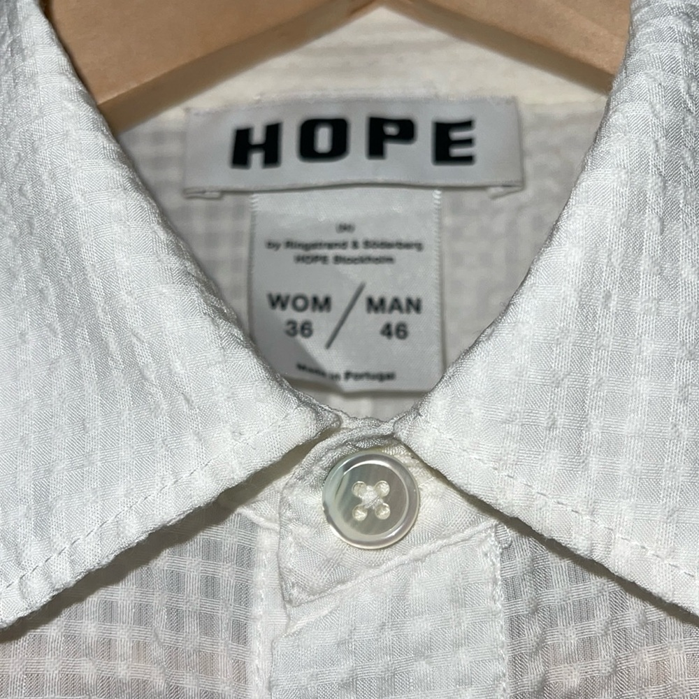 HOPE STHLM Button Down Real Shirt in White Crème Cotton Viscose blend EU 36 EUC